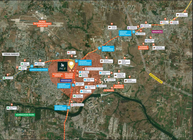 Palladio Kharadi central 2 location map